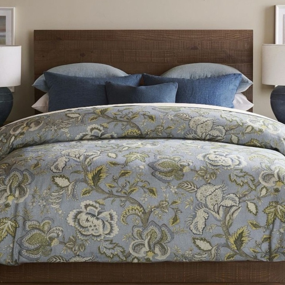 NWT Pottery Barn Azalea Palempore King/Cal King Duvet Cover in Floral Blue Green